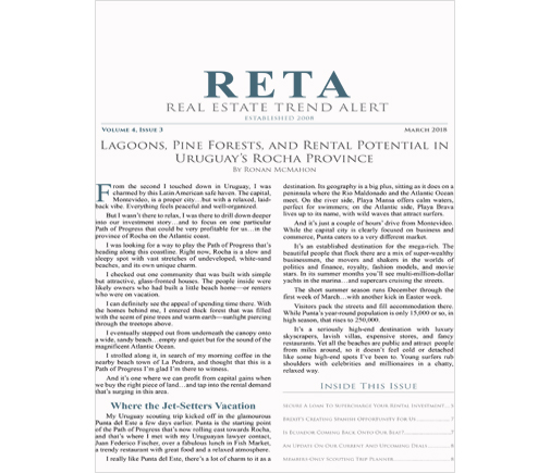 March RETA Issue: Lagoons, Pine Forests, and Rental Potential on Uruguay’s Coast