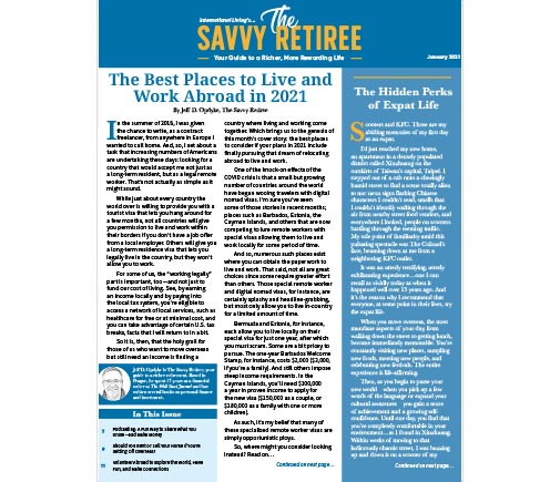 The Savvy Retiree – January 2021