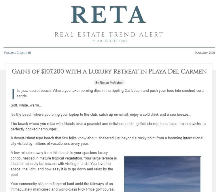 January 2021: DEAL REPORT: Gains of $107,200 in Playa del Carmen