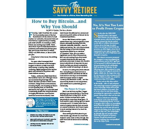 The Savvy Retiree – February 2021